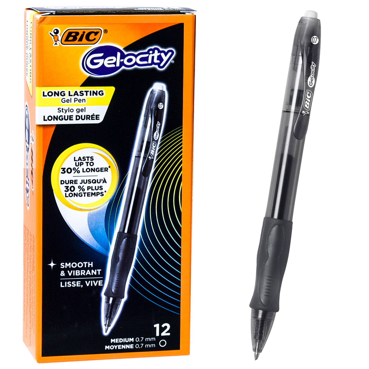 BIC Gelocity 0.7 RLC11 31563 Black Gel Ink 0.7mm Medium Point Rollerball Pen