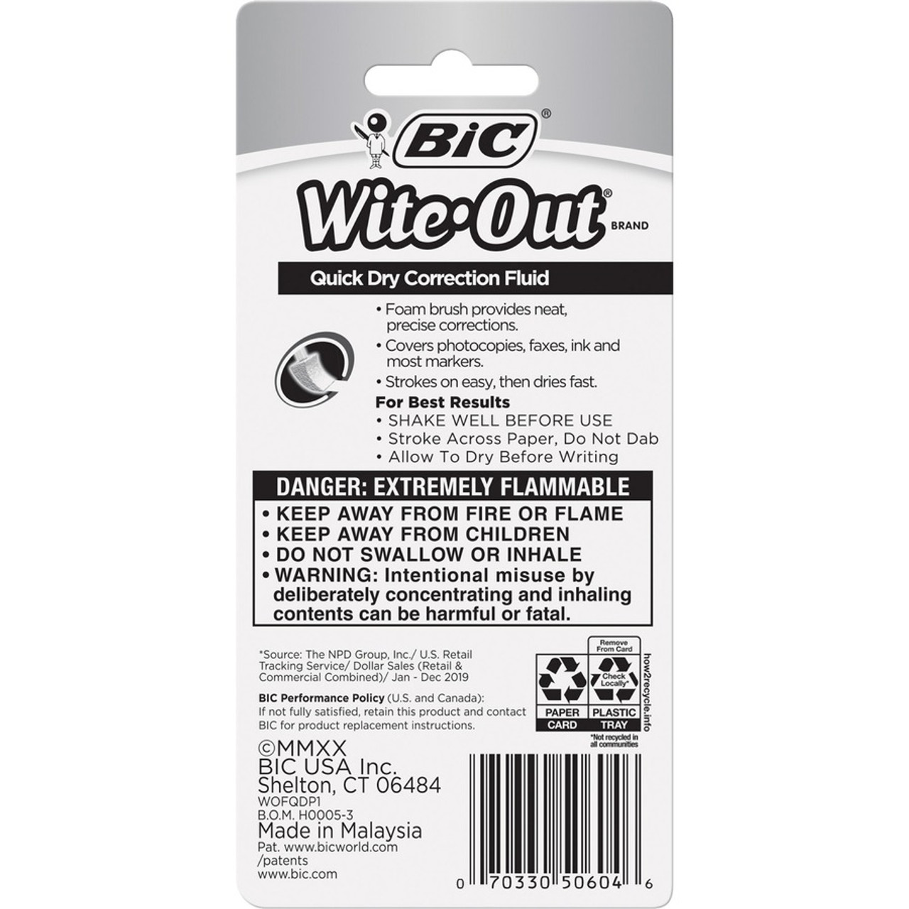 Bic Wite-Out 2 in 1 Correction Fluid 15 ml Bottle White WOPFP11