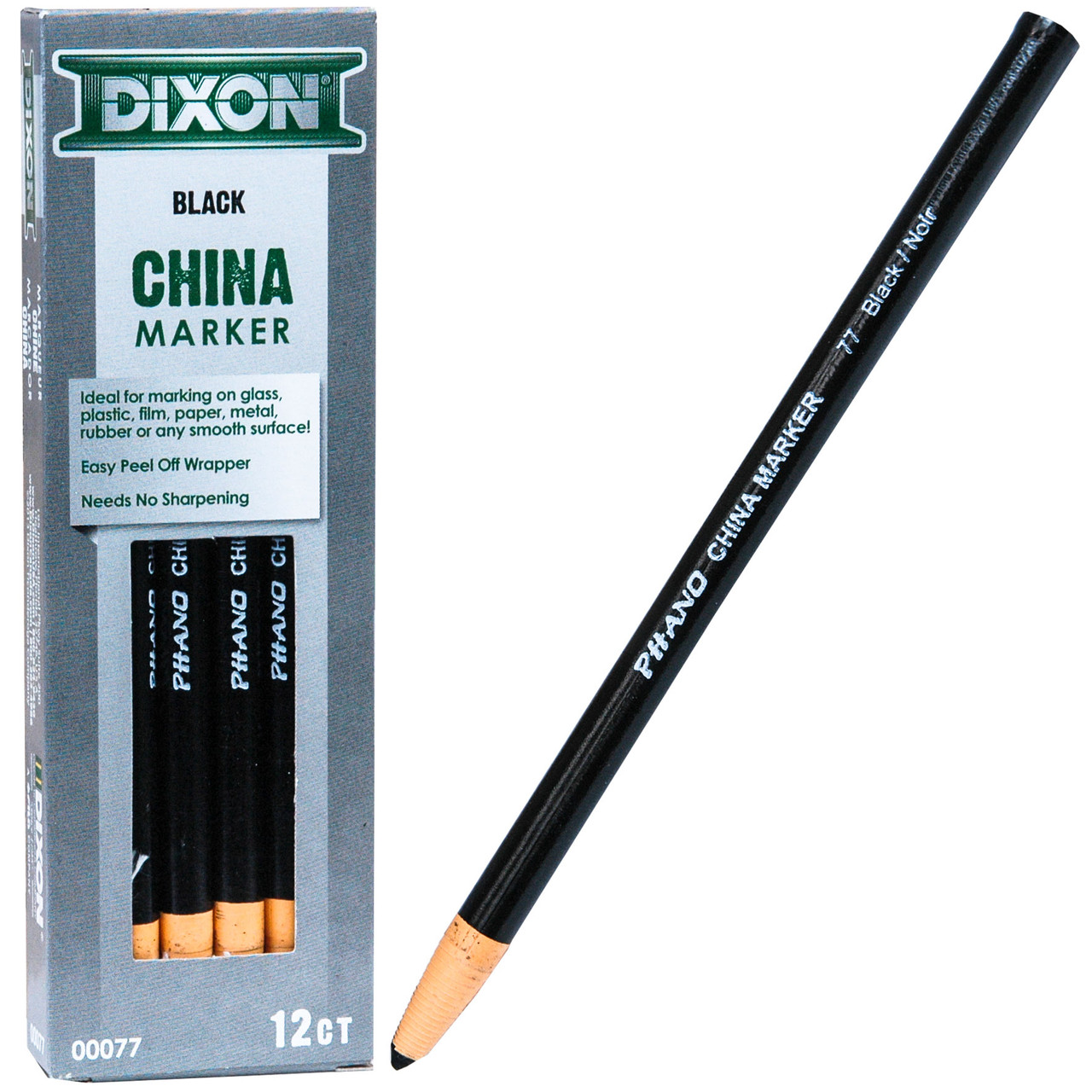 Peel-Off China Markers, Black, 2-Count (2173PP)