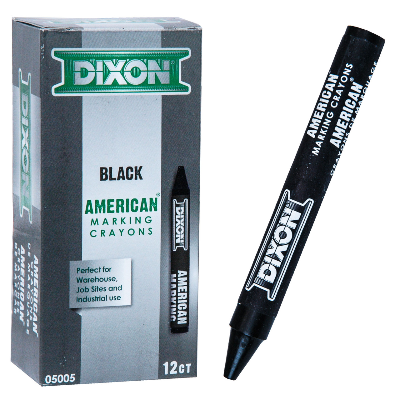Dixon 05005 American Marking Crayons, Black, Box of 12 | Nordisco.com