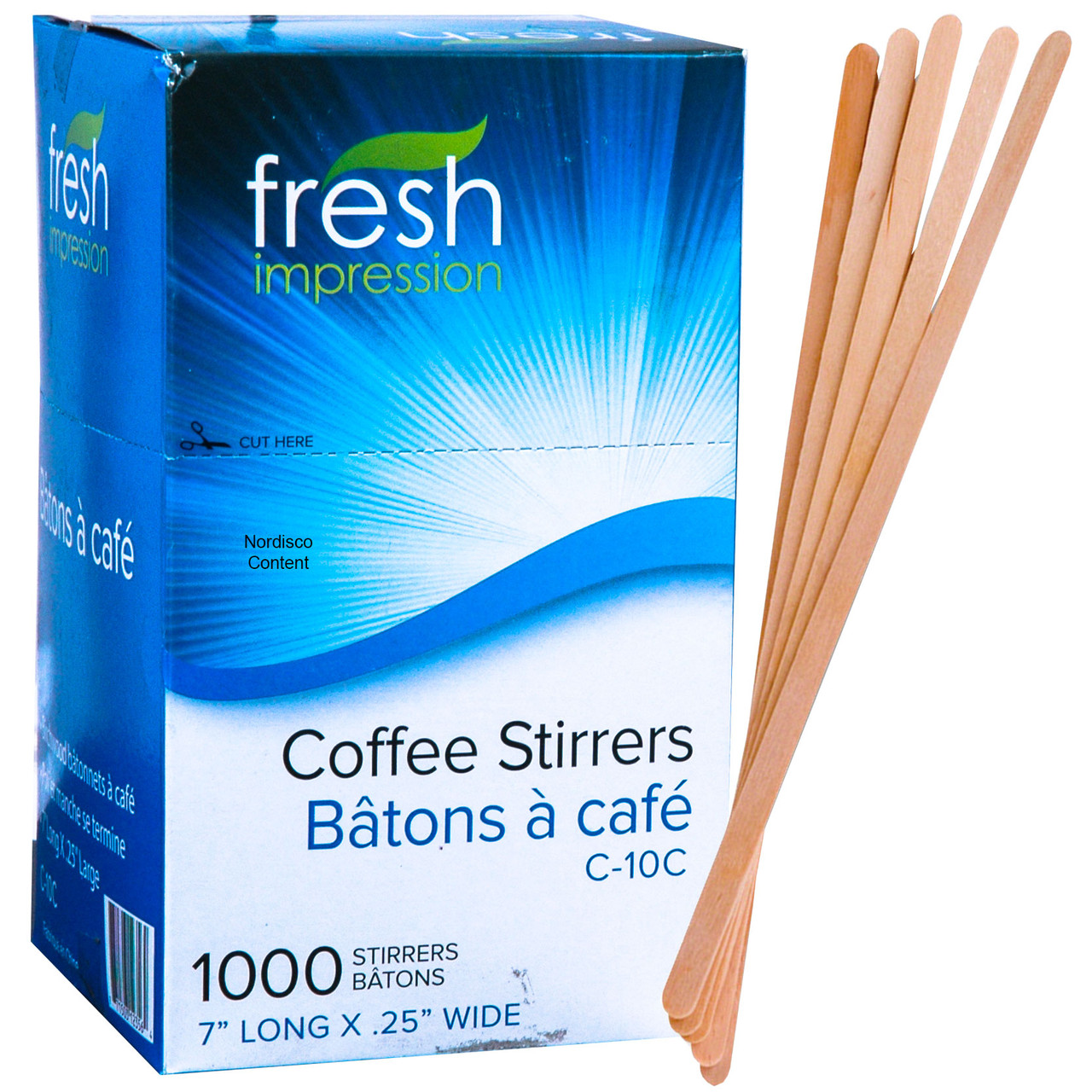 Fresh Impression Wood Coffee Stir Sticks, 7, 1,000/BX