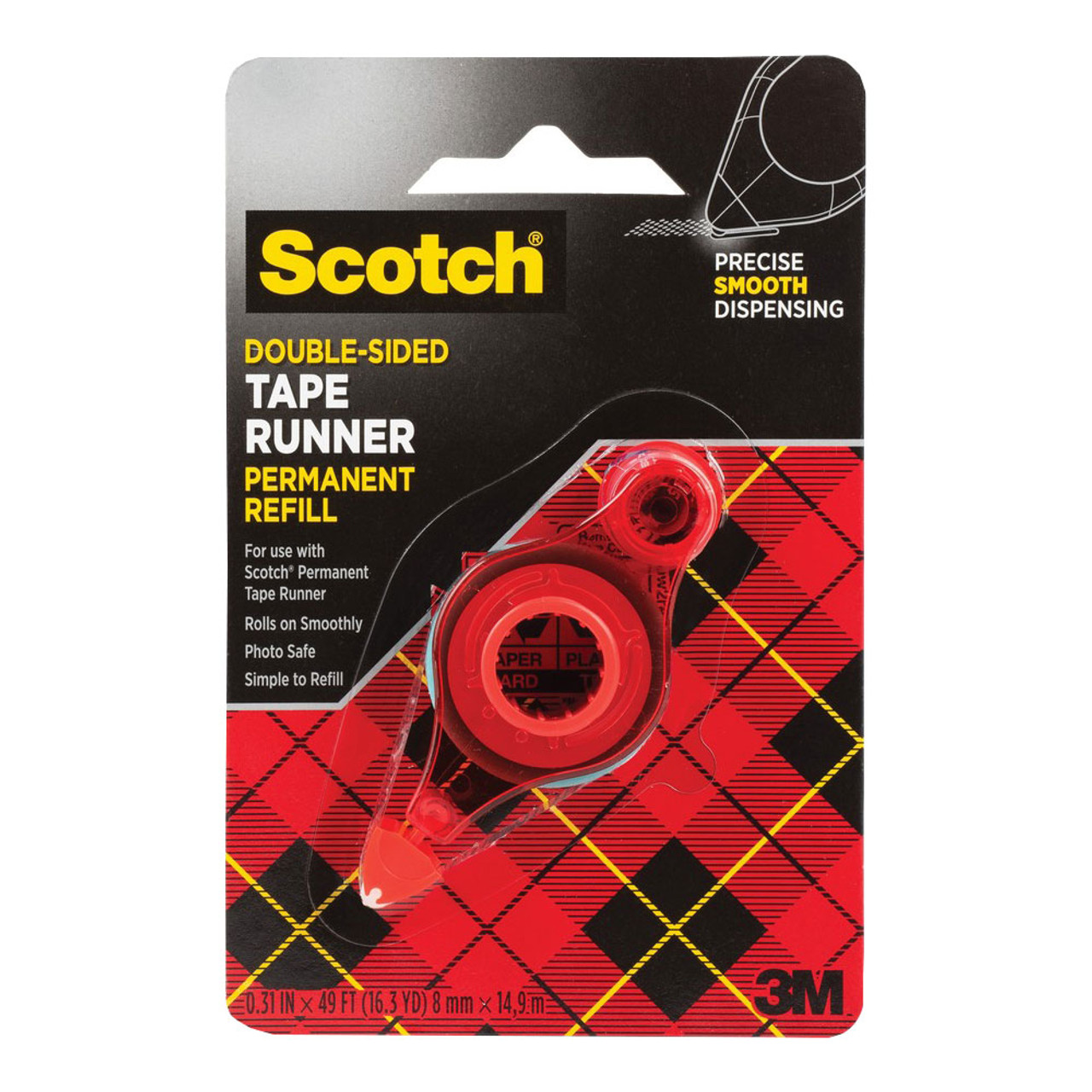 Scotch 6055-R Double-Sided Tape Runner Permanent Refill, 0.31 x 49 Ft