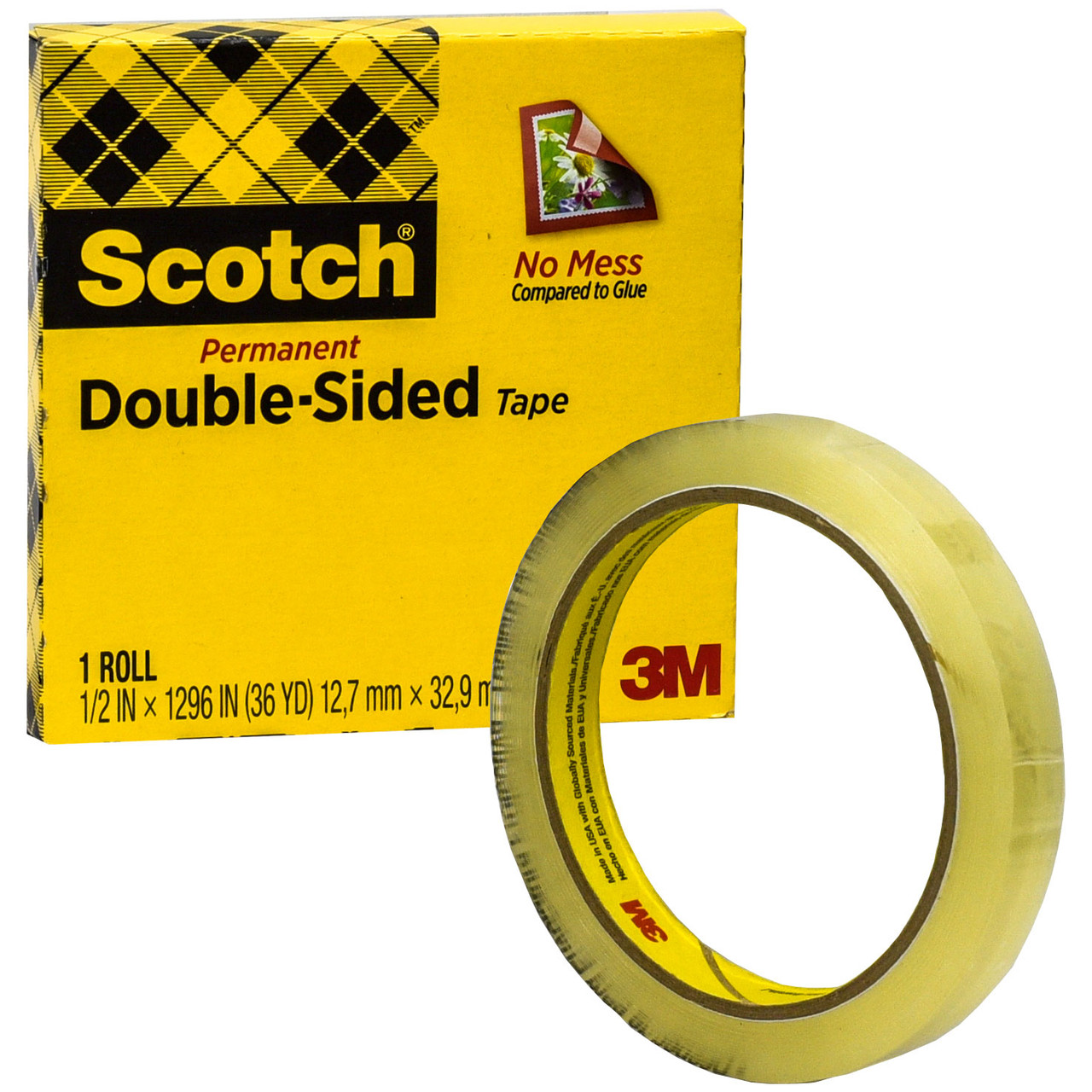 Scotch 665 Permanent Double Sided Tape, 1/2 x 1296