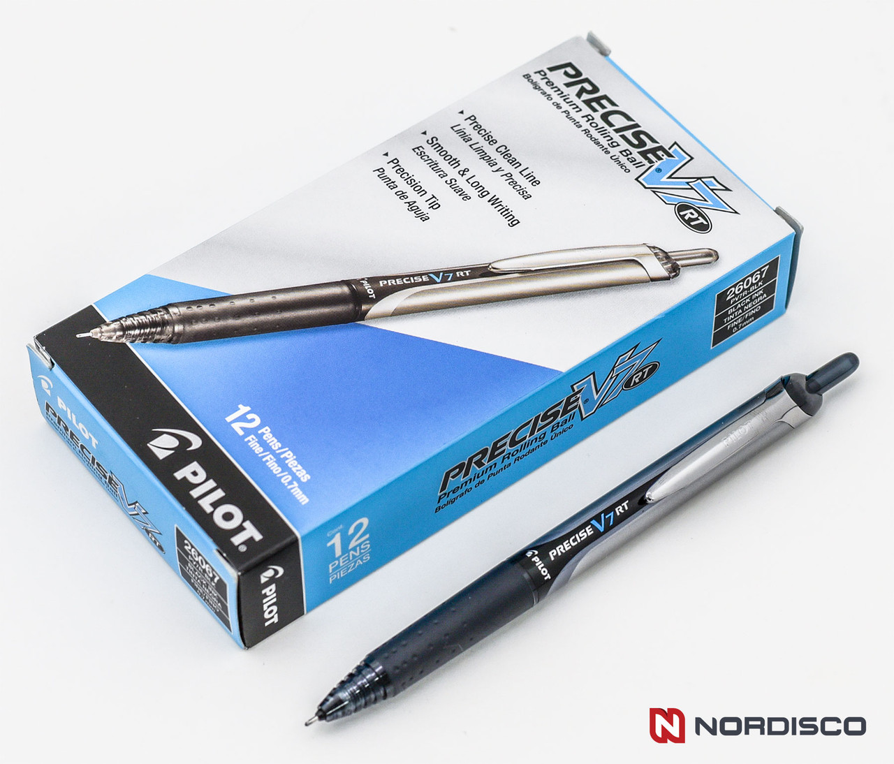 Pilot Precise V7 RT Rolling Ball Pen 26067, Black Ink, 0.7mm Fine