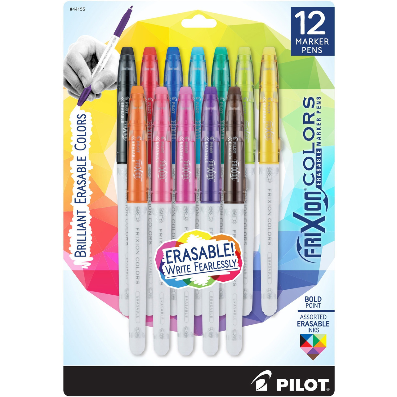 Pilot FriXion Colors Erasable Markers 44155 SFC12001, 12 Color Set