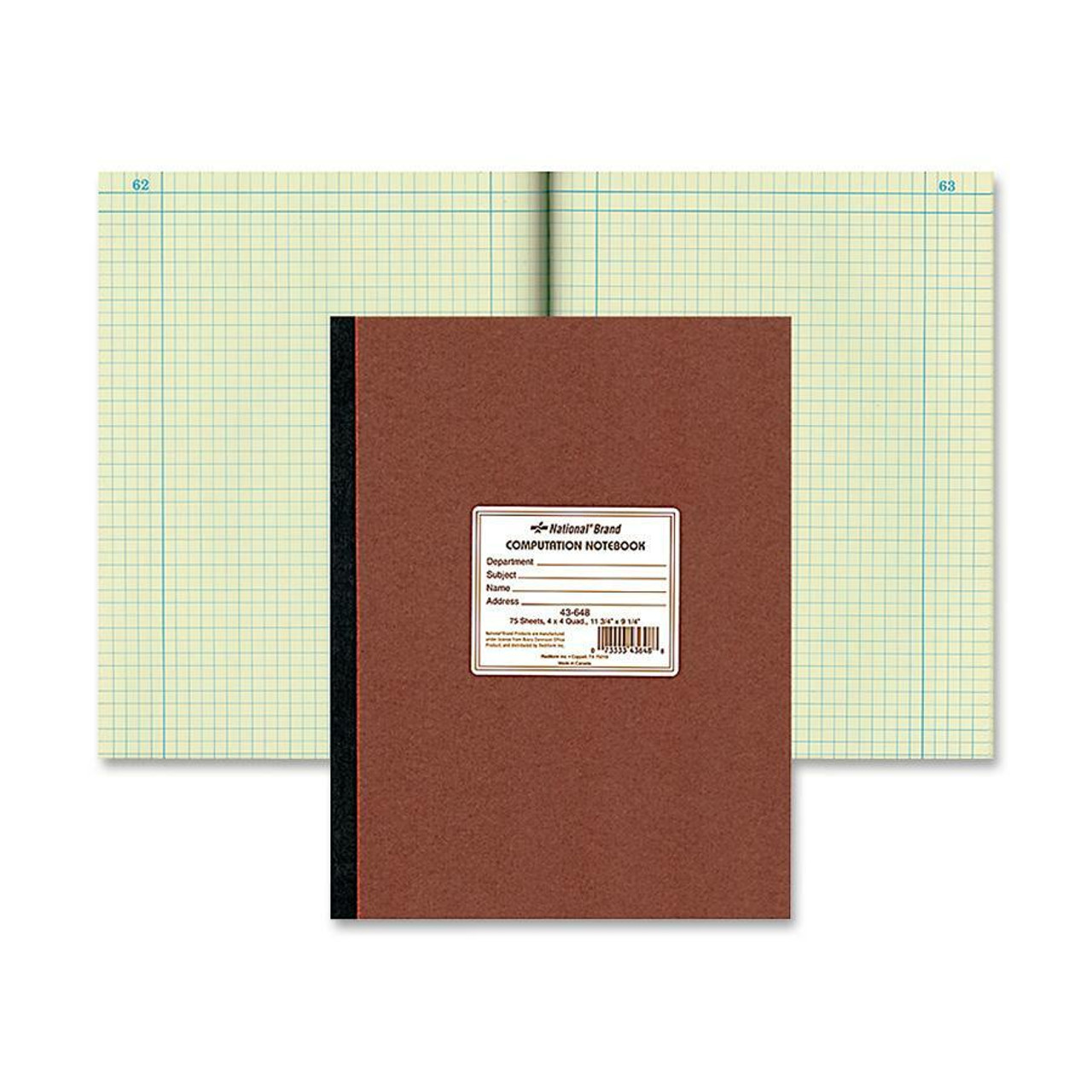 National Brand 43-648 Computation Notebook, 4 x 4 Quad, 11-3