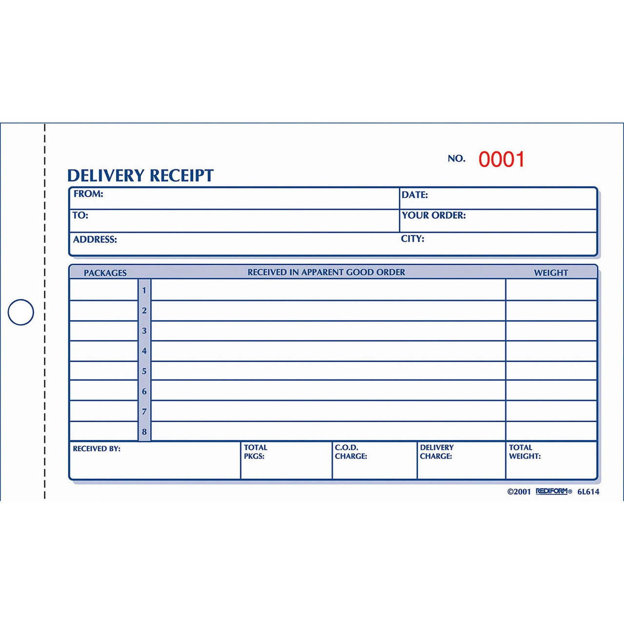 Rediform 6L614 Delivery Receipt Book, 2-Part Carbonless, Numbered, 4-1/ ...