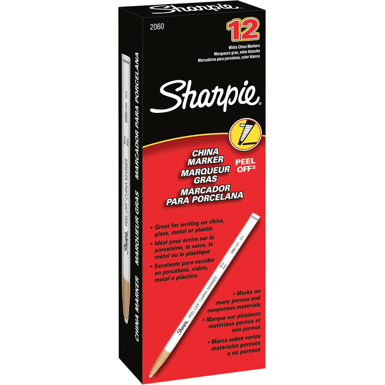 Sharpie Red Peel Off China Marker, 02059 169T, Box of 12