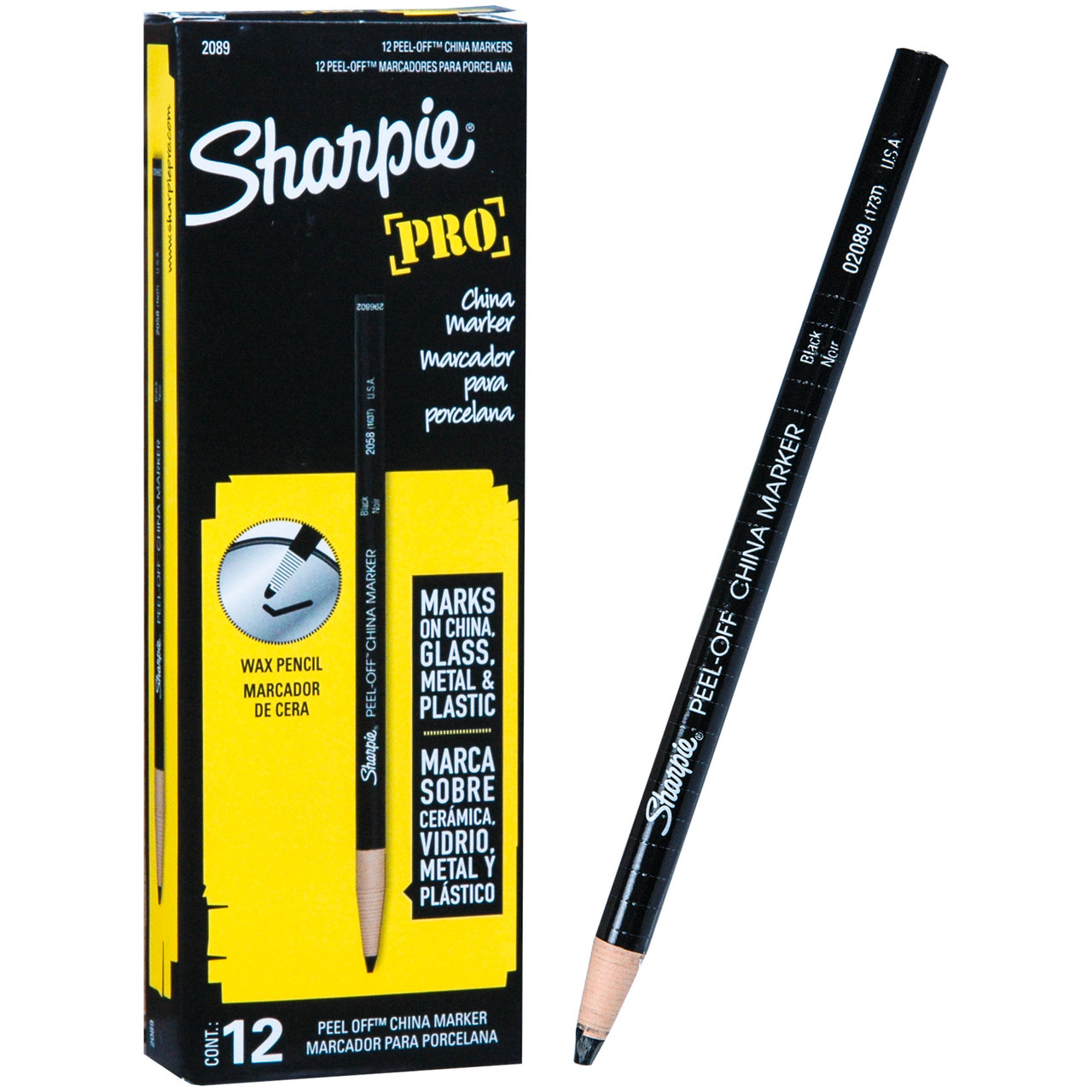 Sharpie Black Peel Off China Marker, 02089 173T, Box of 12