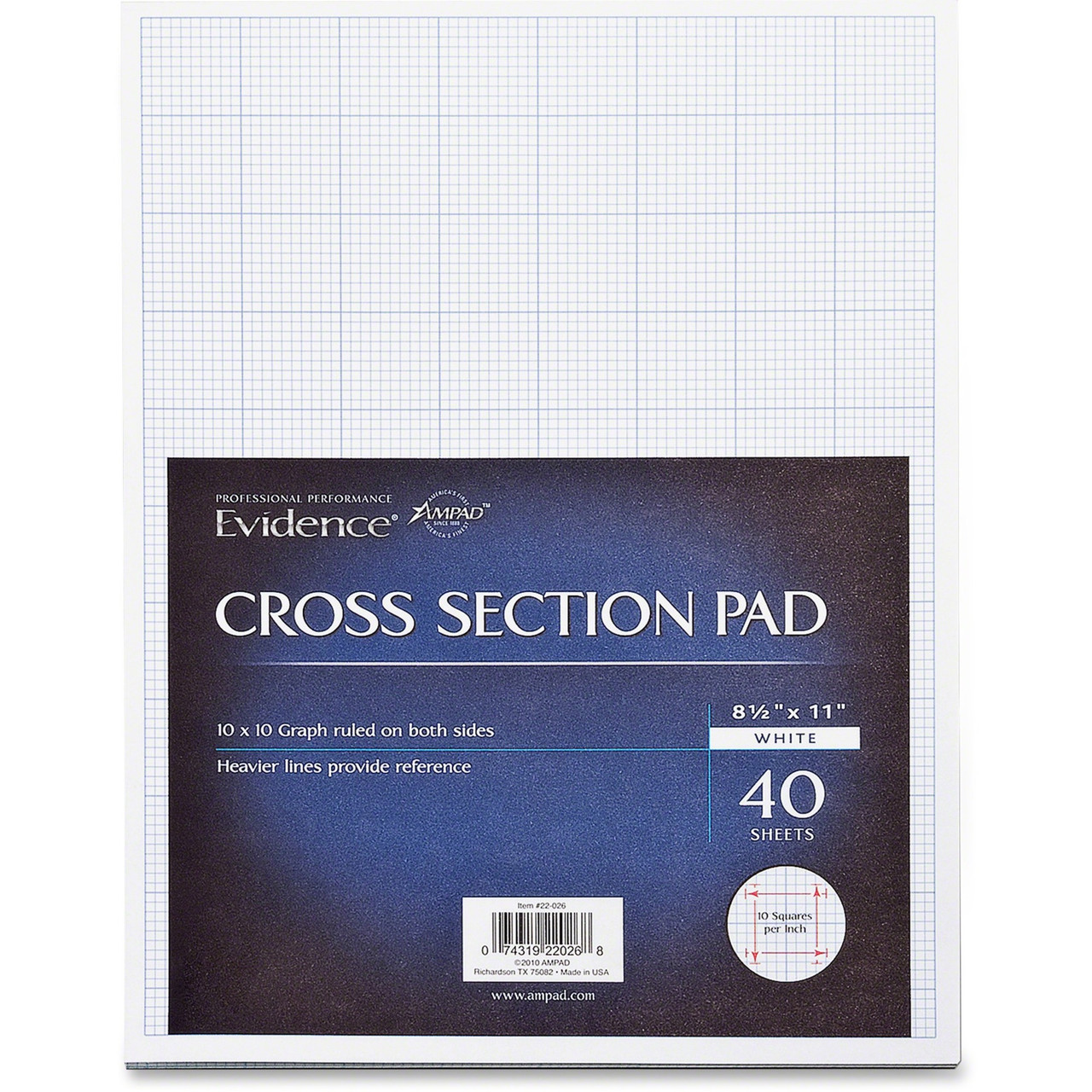 Ampad Double-Sheet Graph Pad, 8-1/2 x 11-3/4, Graph Rule (4 x 4