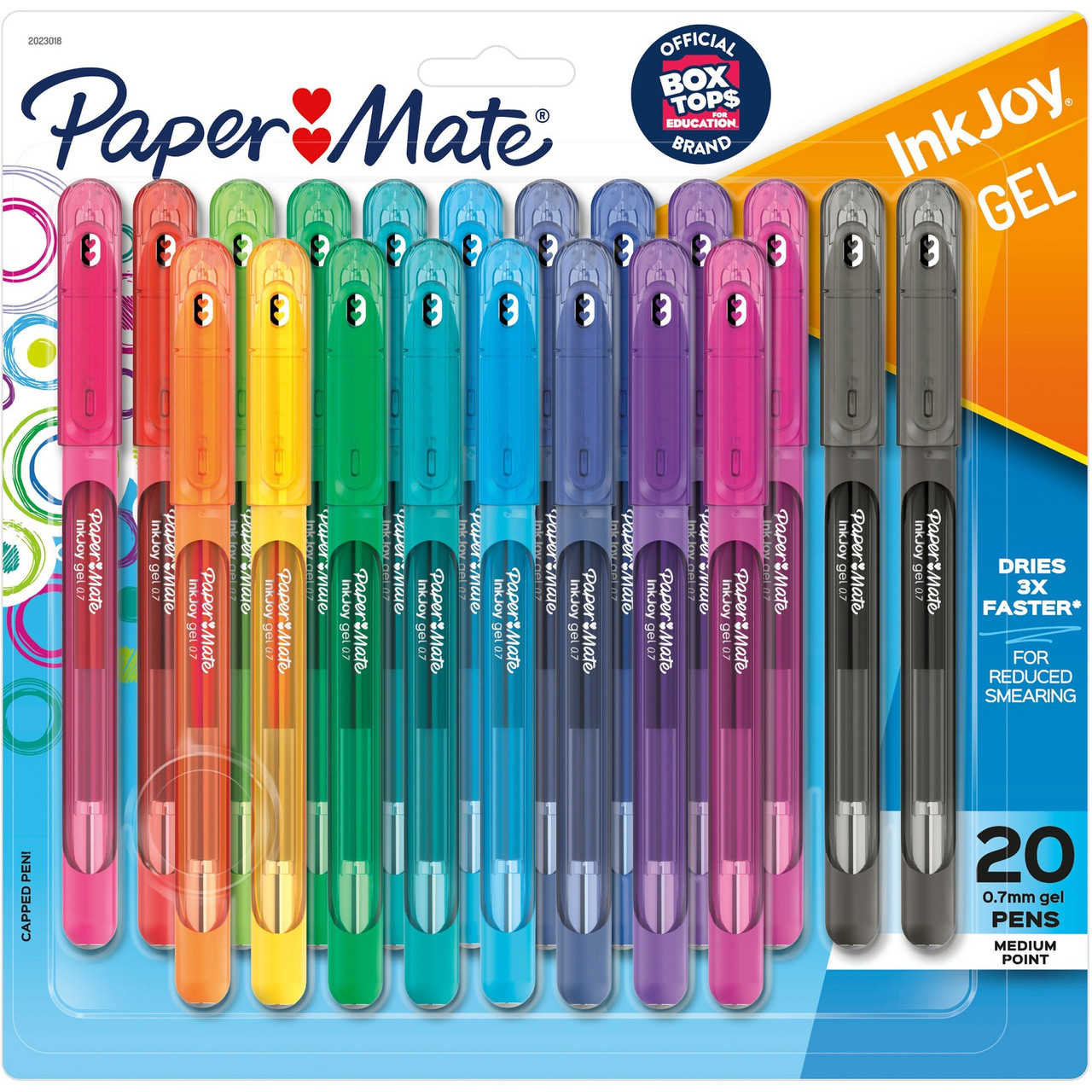 Paper Mate InkJoy Gel Stick Pen, 0.7 mm, Medium, Assorted Ink, 20-Pack