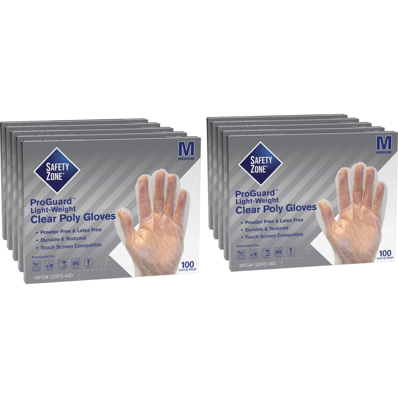 Safety Zone GDPE-MD Clear Powder Free Polyethylene Gloves