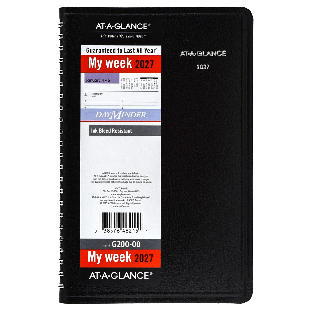 At-A-Glance 2027 G200-00 DayMinder Weekly Appointment Book