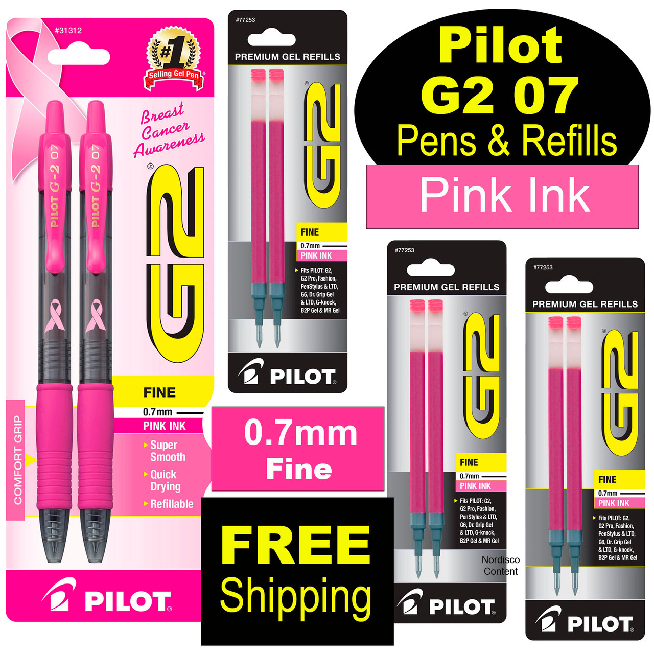 Fine Pt, Tub of 48, Pink/Black Ink) - Pilot G2 Retractable Premiu