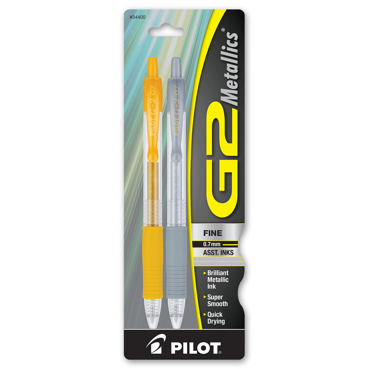 Pilot G2 07 Metallic Pens 34400, Gold & Silver Gel Ink, 0.7mm Fine