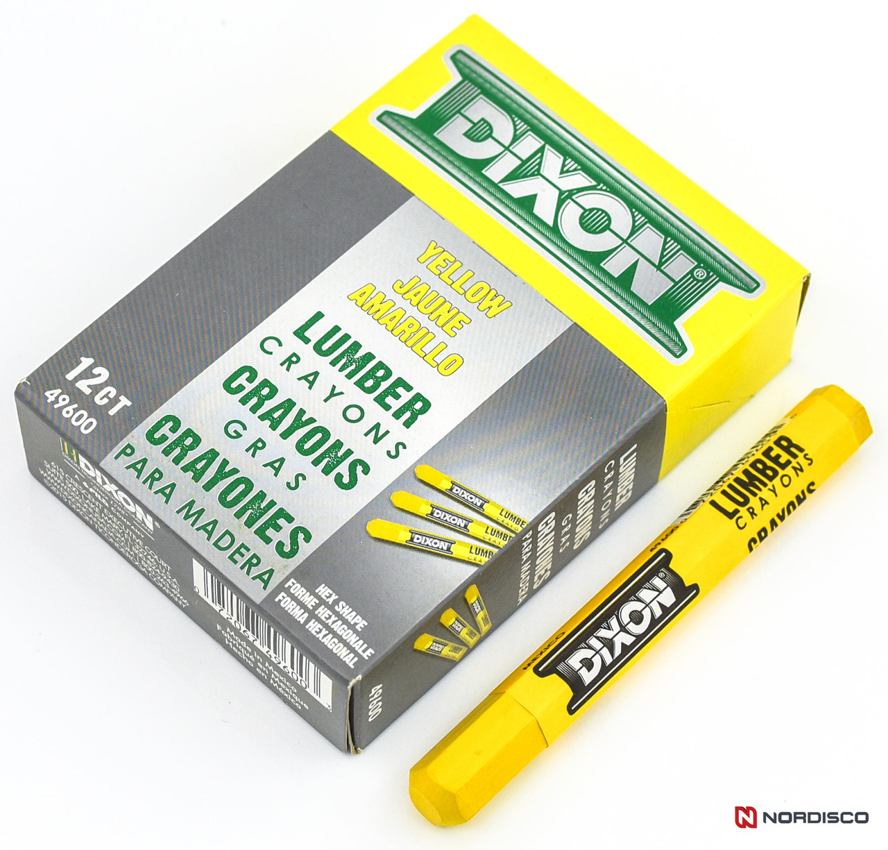 Dixon Lumber Crayons 49600 Yellow, Hex Shape, 4-1/2 x 1/2