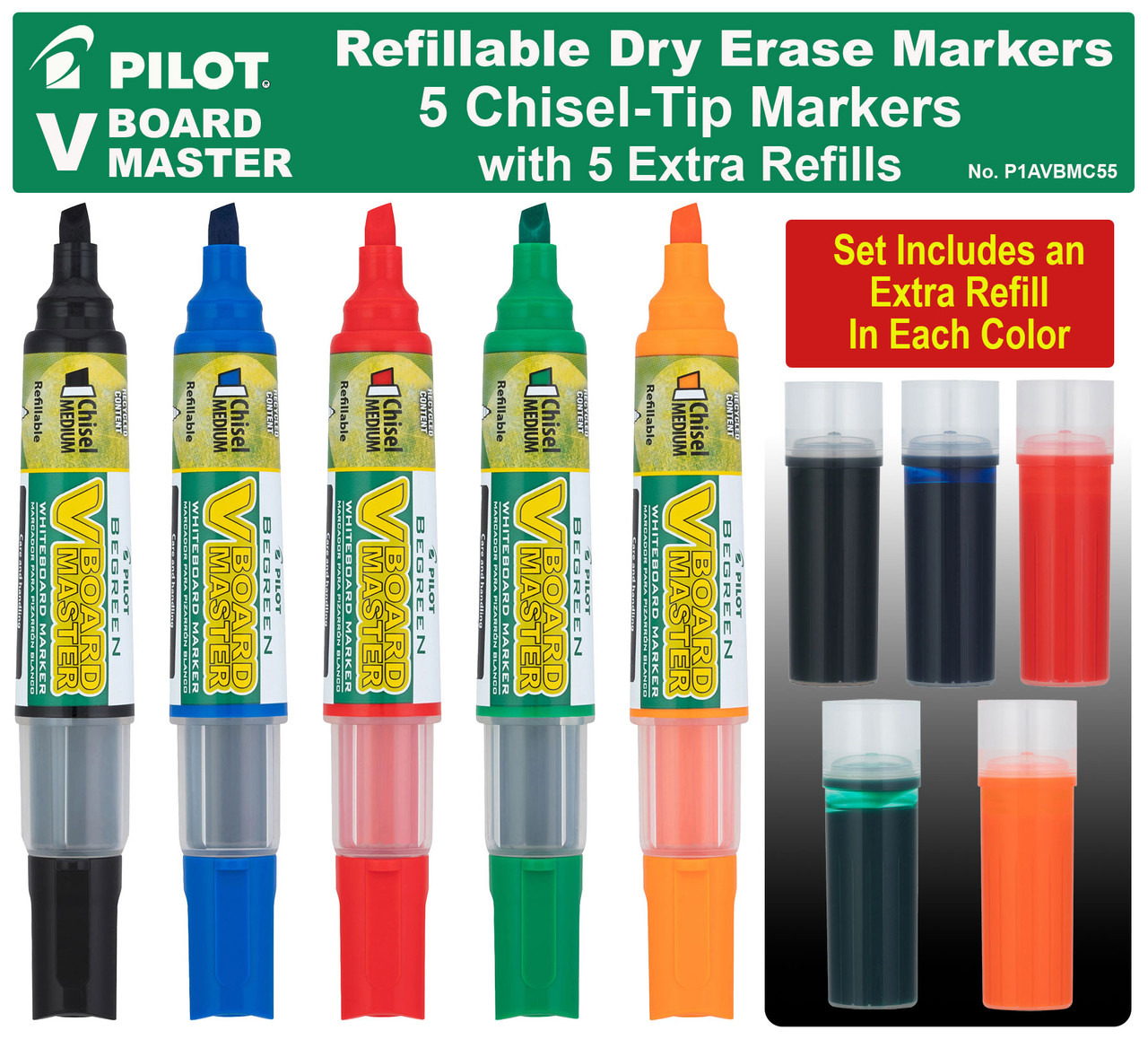 Pilot V Board Master Dry Erase Markers with Refills
