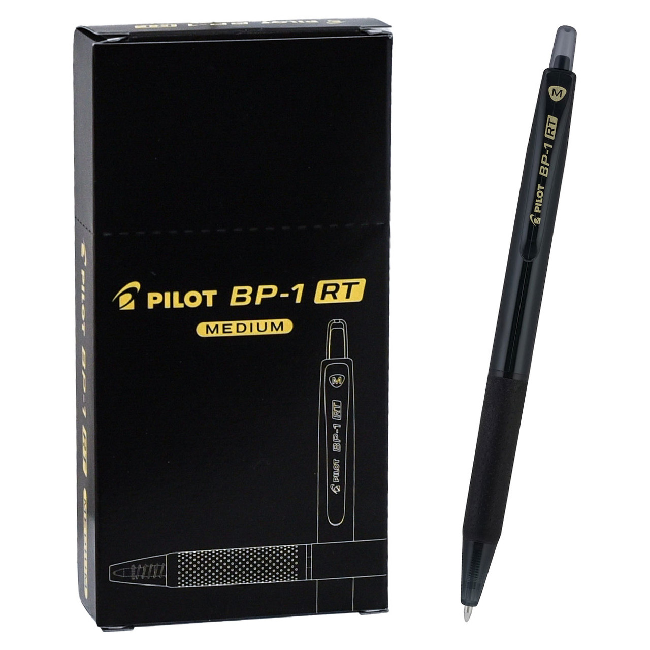 Pilot BP-1 RT 21634 Black Ink Ballpoint Pen, 1.0mm Med