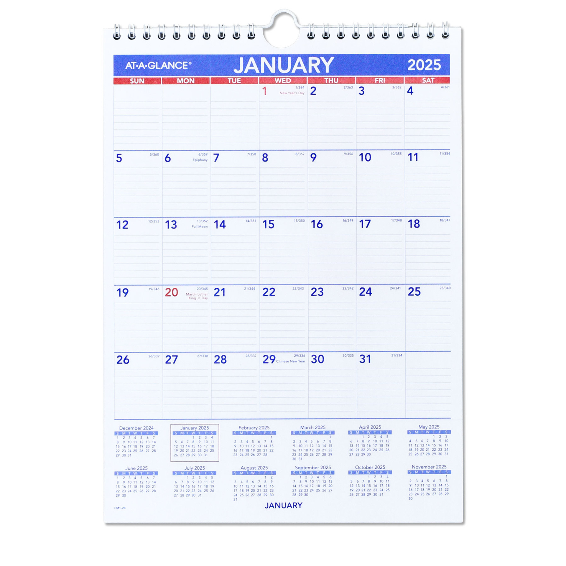 2025 At-A-Glance PM1-28 Monthly Wall Calendar, 8 x 11