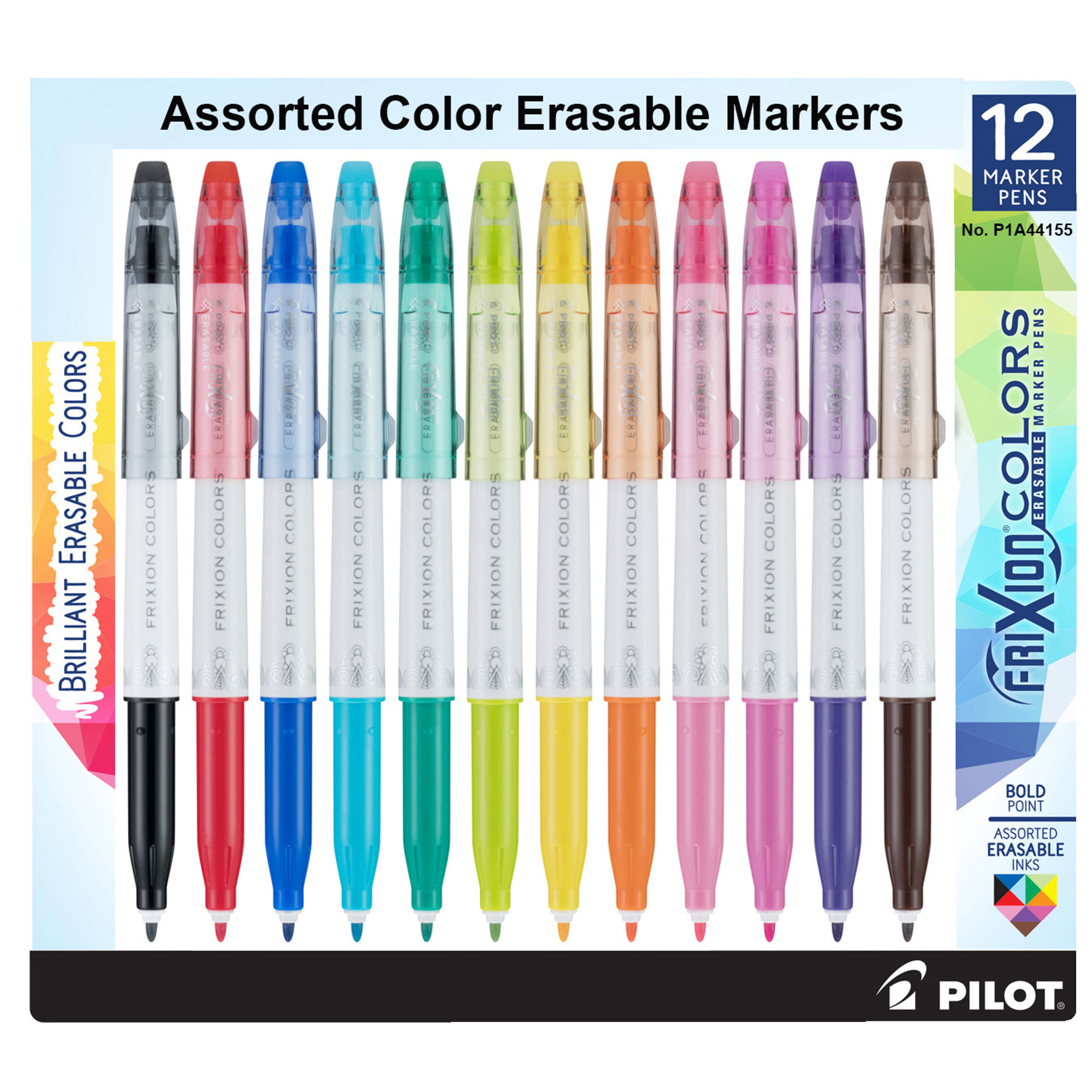 Pilot FriXion Colors Erasable Markers 44155 SFC12001, 12 Marker Set