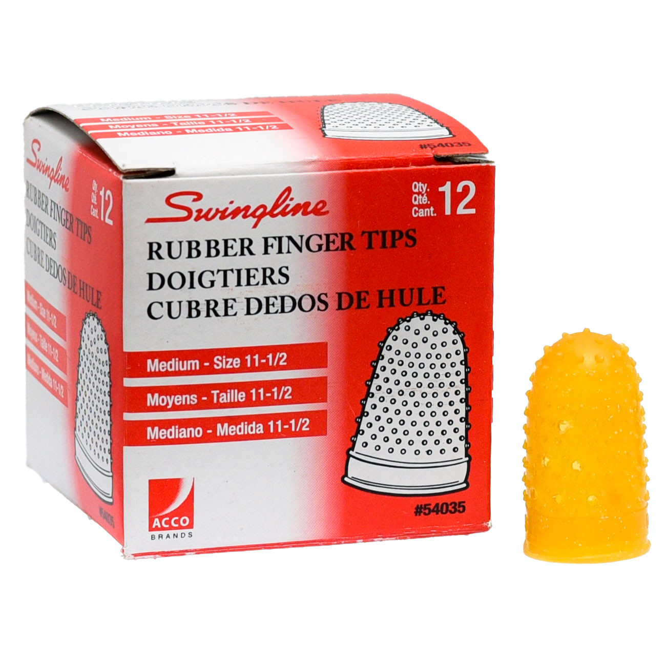 Swingline 54035 Rubber Finger Tips, Size 11-1/2 Medium, Box of 12 ...