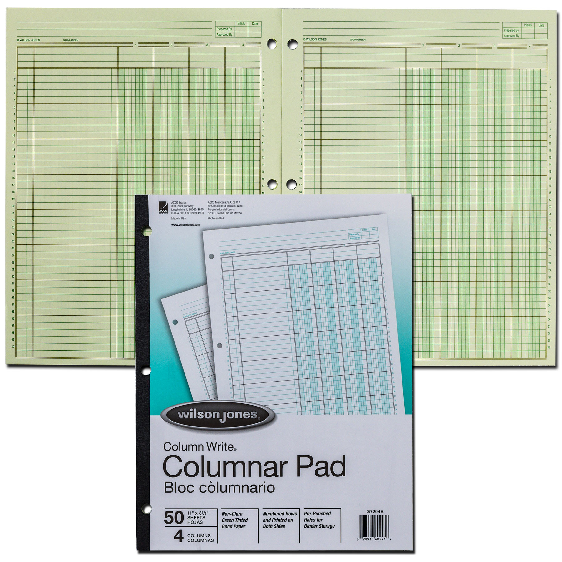Wilson Jones G5030 Columnar Ruled Ledger Sheet, 11 x 14", Pack of 100
