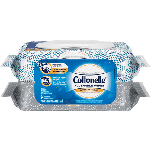 Cottonelle 35970 Flushable Wet Wipes Flip-Top Pack - 2 Pouches