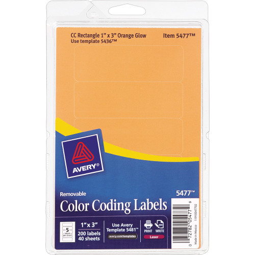 Avery 1648OG Rectangular Color-Coding Labels