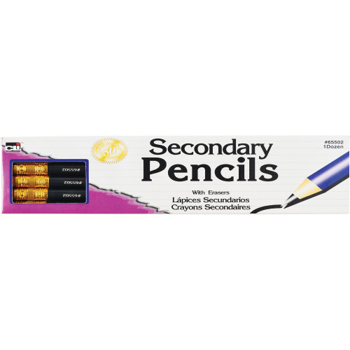 CLI 65502 Secondary Pencils with Eraser