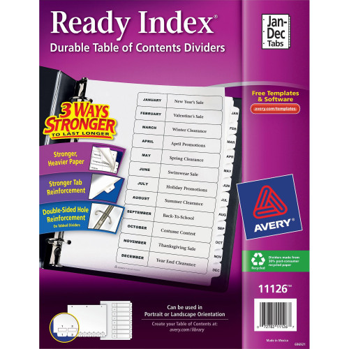 Avery RI213MC Ready Index Binder Dividers - Customizable Table of Contents