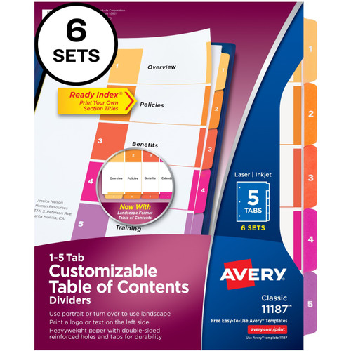 Avery 11187 Ready Index Custom TOC Binder Dividers