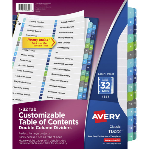 Avery 11322 Two-Column Table Contents Dividers w/Tabs