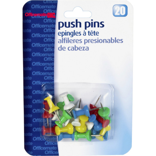 Officemate Push Pins in Reusable Box, Clear, Box of 100 (92707