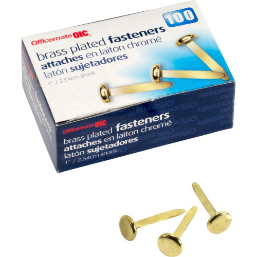 Officemate 99814 Brass Plated Round Head Fasteners