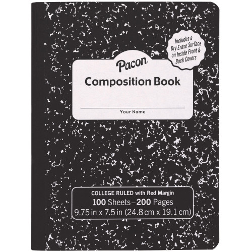 Pacon PMMK37101DE Marble Hard Cover Wide Rule Composition Book