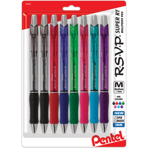 Pentel BX480BP8M R.S.V.P. Super RT Retractable Ballpoint Pen