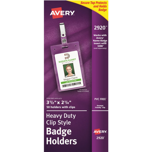 Avery 2920 Heavy-Duty Secure Top Clip-Style Badge Holders