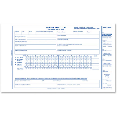 Rediform S5031N-CL Carbonless 2-part Driver's Daily Log Book