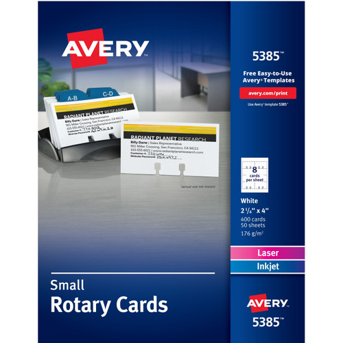 Avery 5385 Uncoated Rotary Cards - 2-Sided Printing