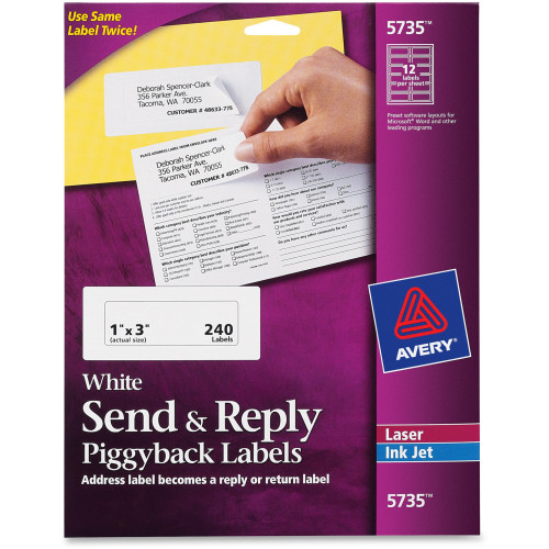 Avery 5735 Send & Reply Piggyback Labels