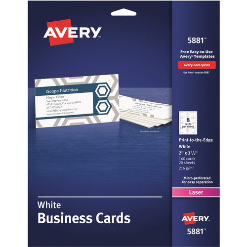 Avery 5881 Business Cards  -Print to the Edge - 2-Sided Printing - Uncoated