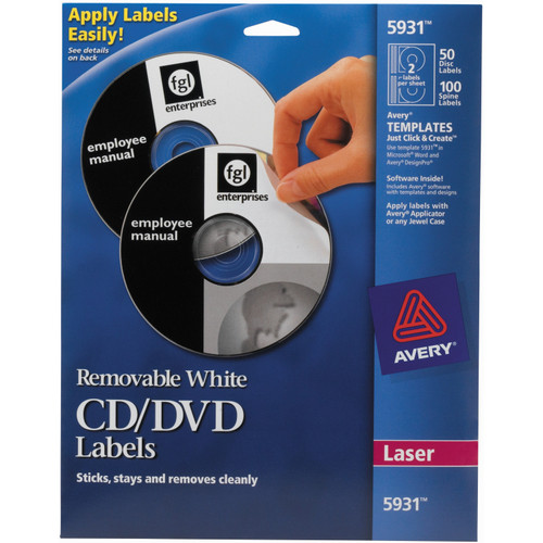 Avery 5931 5931 Laser Labels Shuttered Jewel Case Inserts with Software for CD/DVD