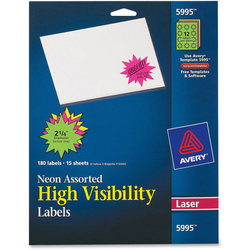 Avery 5995 Neon Burst Labels