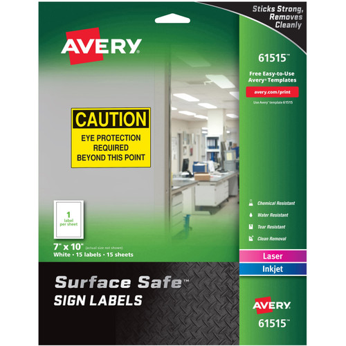 Avery 61515 7"x10" Removable Label Safety Signs