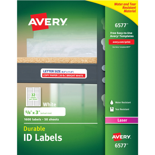 Avery 6577 Permanent Durable ID Laser Labels