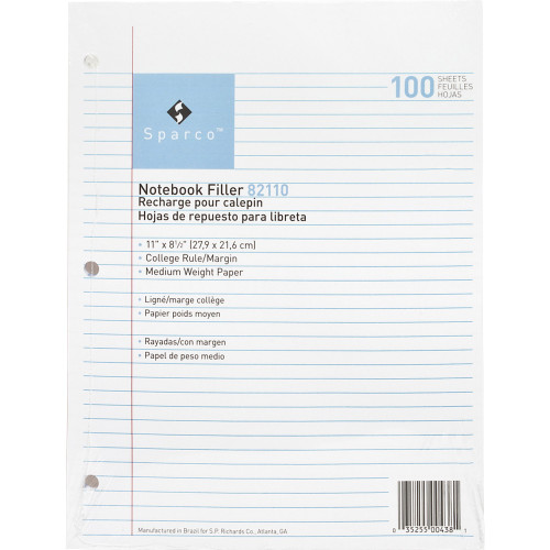 Sparco 82110 Notebook Filler Paper - Letter