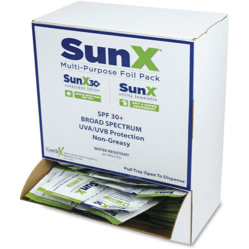 SunX CTSS010661 CoreTex SPF30 Sunscreen Towelettes with Dispenser