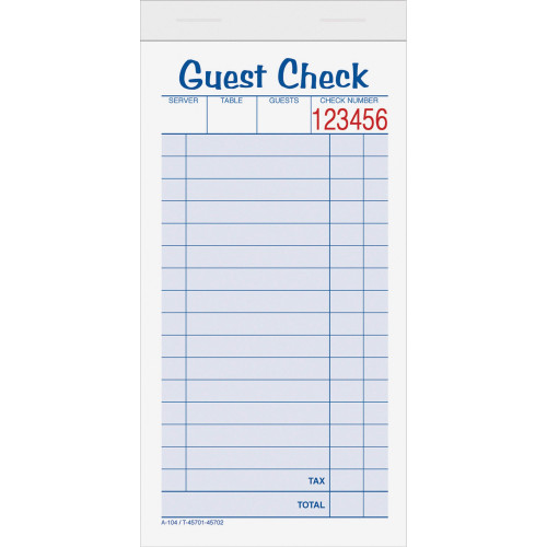 TOPS 45702 2-part Carbonless Guest Check Books
