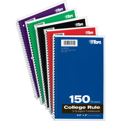 TOPS 65362 3-subject College Ruled Notebook
