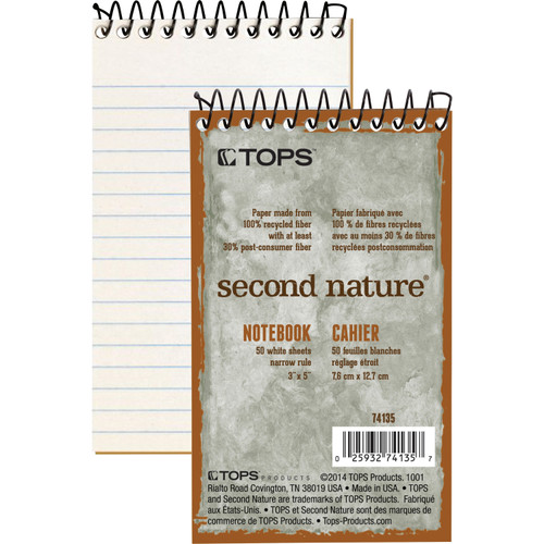 TOPS 74135 Second Nature Narrow Ruled Notebooks